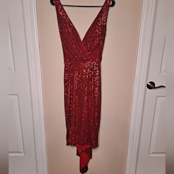 Jovani 09733 Draped Bodice Backless Dress Red Size 2